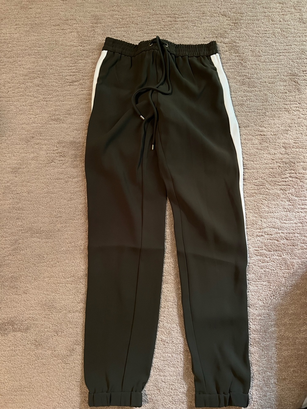 Michael Kors Army Green Track Jogger Pants with White Side Stripe